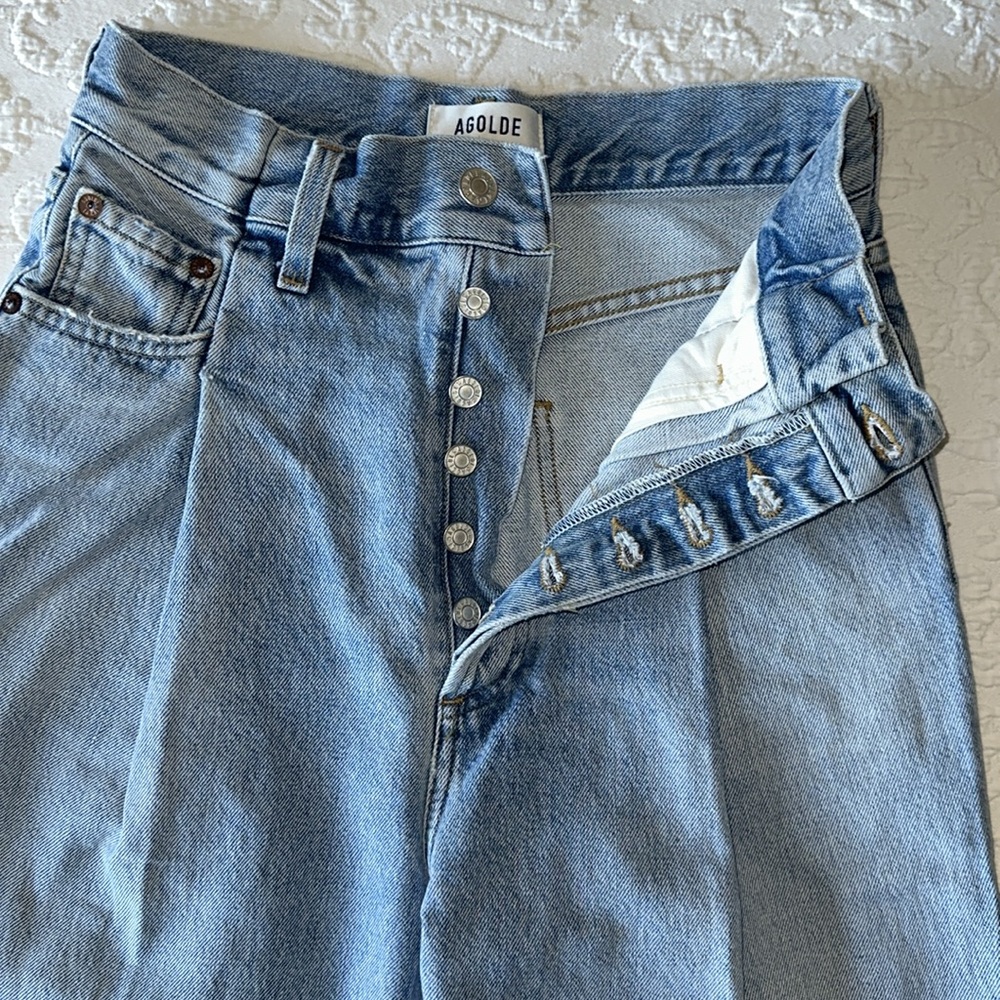 Agolde Folded Waistband Straight Leg Jeans in Sideline - Picture 7 of 14